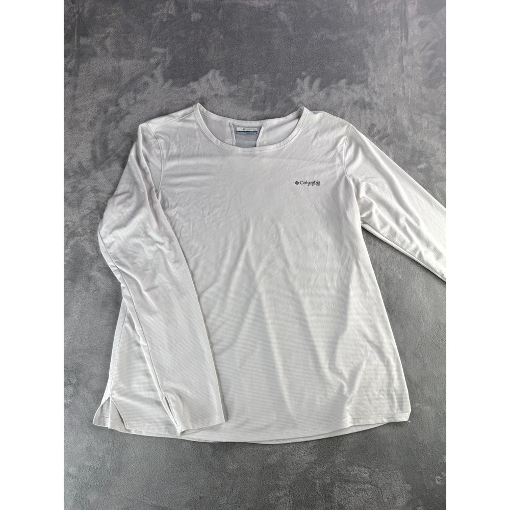 Columbia Fork Stream PFG Shirt Womens XL White Long Sleeve Mesh Lined Pullover